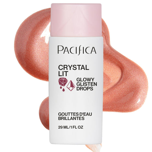 Pacifica Crystal Lit Glowy Glisten Drops - Face Makeup - Shimmery Multi-Use Liquid Blush/Highlighter for Radiant, Dewy Cheeks Luminous Glow Clean Beauty & Personal Care Pacifica