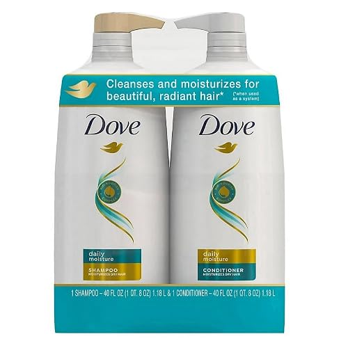 Dove Daily Moisture Shampoo & Conditioner Set - Deep Hydration with Hyaluronic Acid for Smoothing & Revitalizing Dry, Damaged Hair, 18 Oz Ea Beauty & Personal Care Dove
