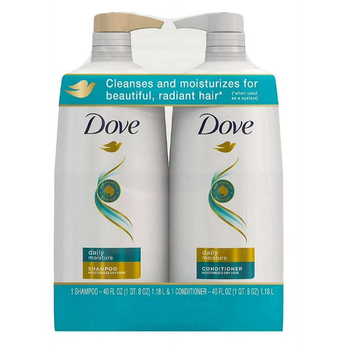 Dove Daily Moisture Shampoo & Conditioner Set - Deep Hydration with Hyaluronic Acid for Smoothing & Revitalizing Dry, Damaged Hair, 18 Oz Ea Beauty & Personal Care Dove