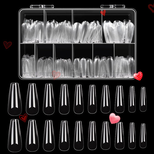 Beetles Acrylic Nails Kit 500Pcs Long Coffin Pre-Shaped Clear Full Cover Soft False Nails, Nail Tips Soak Off Easy Nail Extension Set for DIY Nails Beauty & Personal Care beetles Gel Polish
