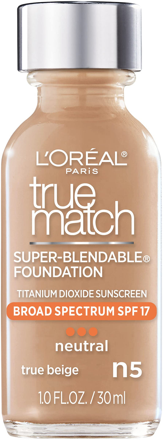 L’Oréal Paris Makeup True Match Super-Blendable Liquid Foundation, True Beige N5, 1 Fl Oz,1 Count
