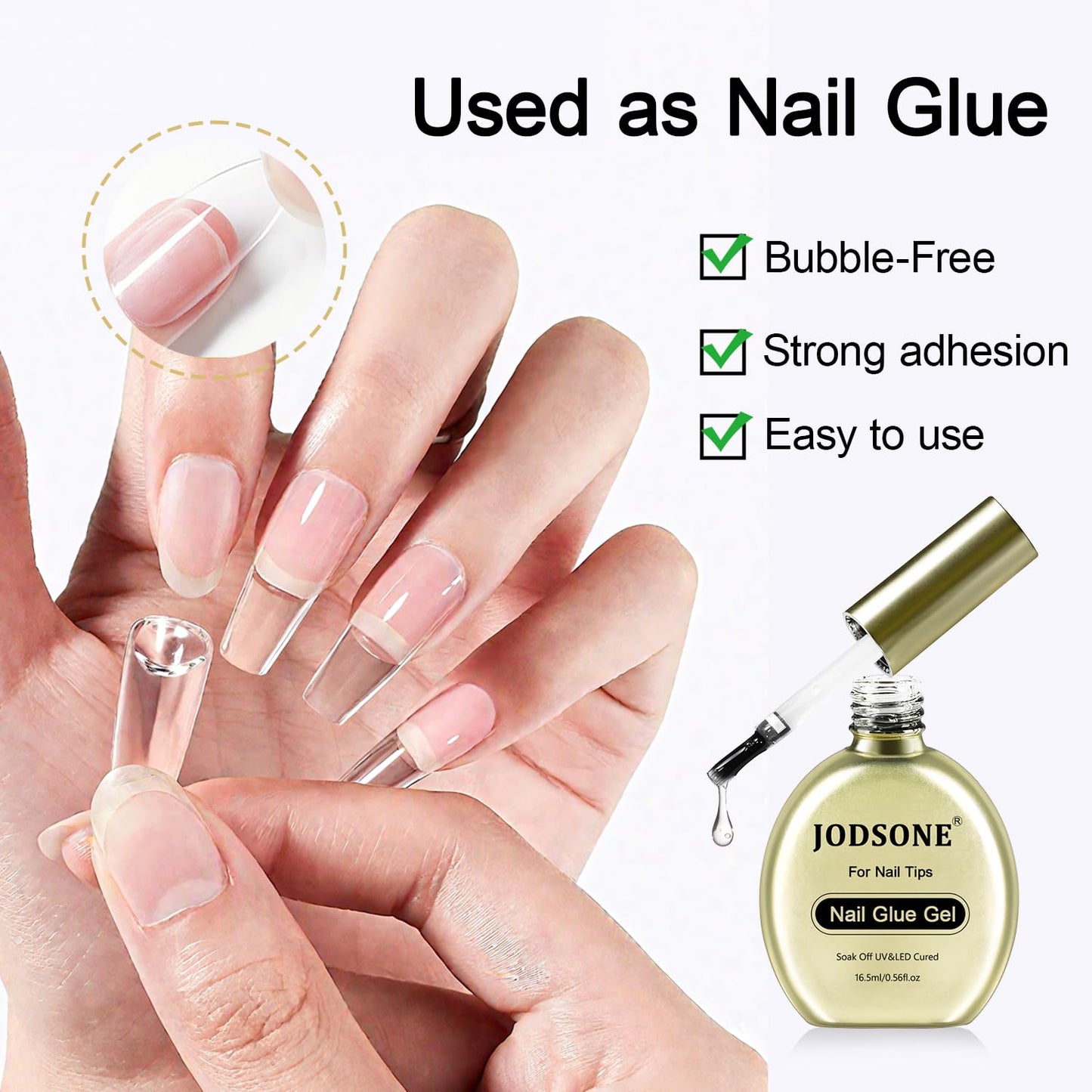 JODSONE Nail Glue Gel - 16.5ml 4-in-1 Formula for Tips, Base Coat, Builder Gel & Rhinestones. Achieve Long-Lasting, Salon-Quality Art at Home Requires Beauty and Personal Care JODSONE