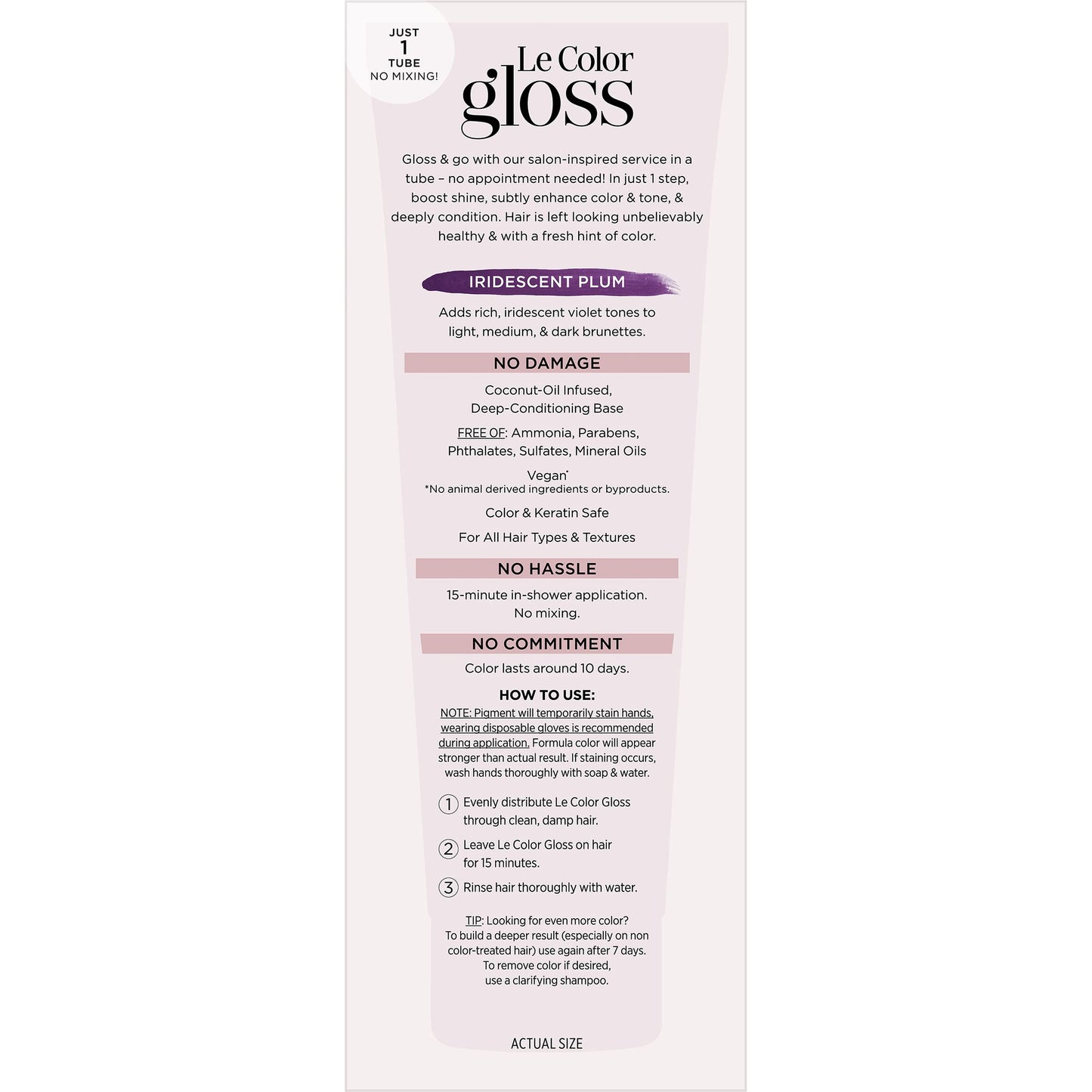 L’Oréal Paris Le Color Gloss One Step In-Shower Toning Hair Gloss, Neutralizes Brass, Conditions & Boosts Shine, Iridescent Plum Purple, 4 Ounce Beauty & Personal Care L'Oreal Paris