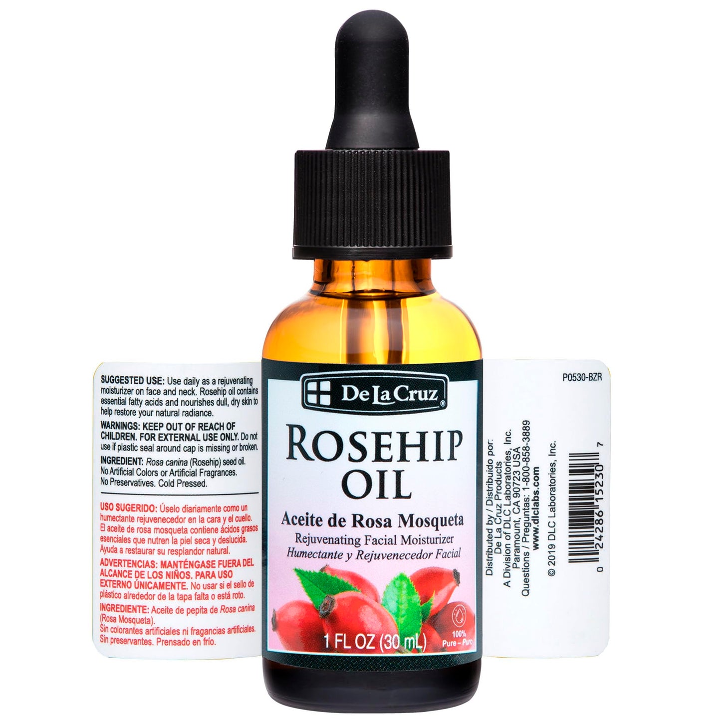 De La Cruz Rosehip Oil, 100% Pure Unrefined Cold-Pressed Chilean Rosehip Seed Oil, Moisturizer To Reduce Fine Lines, Wrinkles 1Fl Oz Beauty & Personal Care De La Cruz