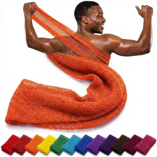 African net Sponge Authentic with Knots, Real, Long, exfoliating net Sponge with 12 Colors for Sale Made for Both Men and Women as a Hygiene Essential Beauty and Personal Care AFRICANA BEAUTY