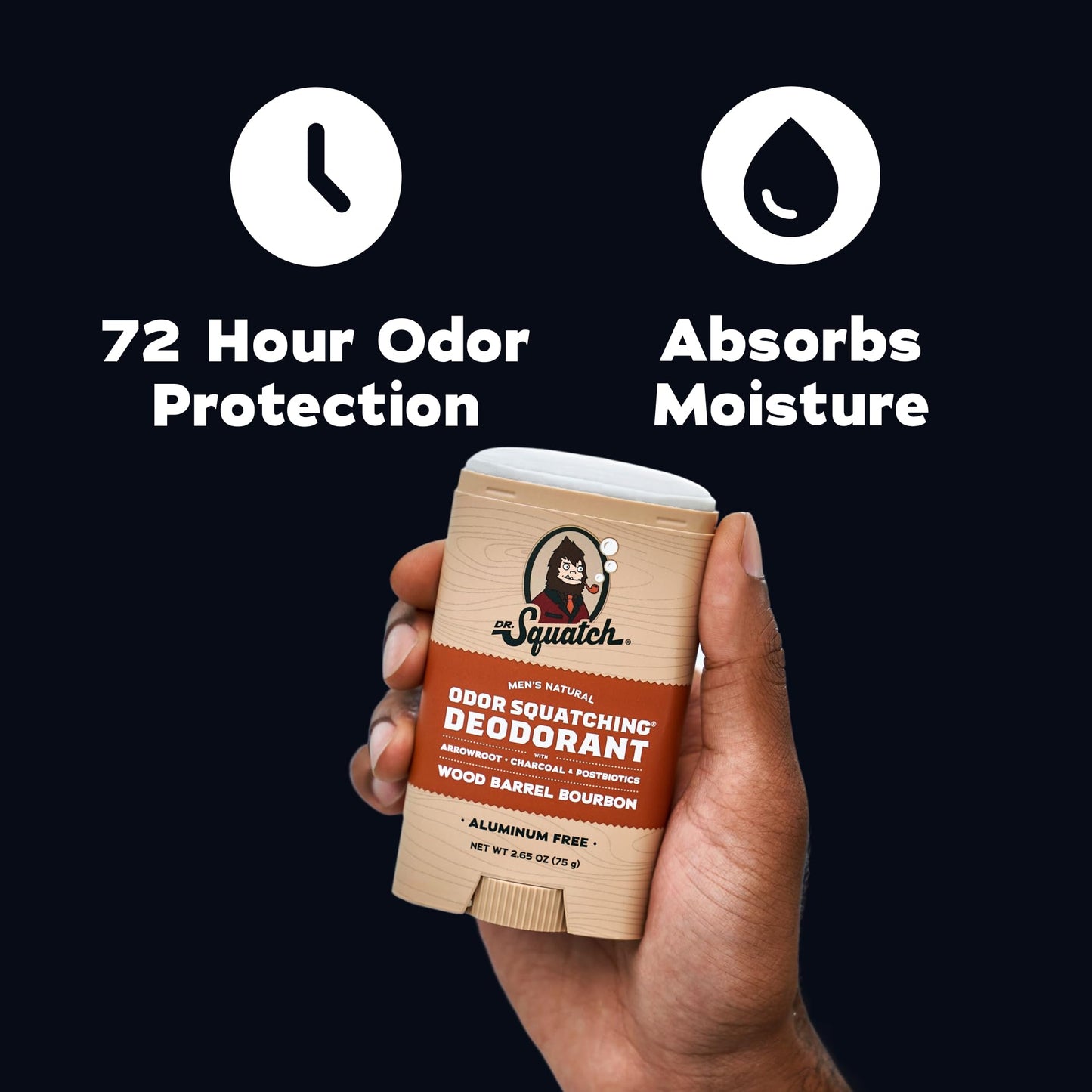 Dr. Squatch Natural Men’s Deodorant - Aluminum Free Natural Deodorant Men with Charcoal & Postbiotics for 72-Hour Odor Protection - Wood Barrel Beauty and Personal Care Dr. Squatch