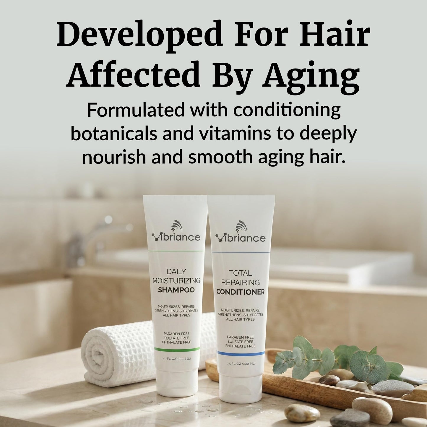 Vibriance Shampoo and Conditioner Set - Strengthening Wash Infused with Biotin for Dry, Damaged, Aging Hair - Deeply Hydrating, Moisturizing Beauty & Personal Care Vibriance
