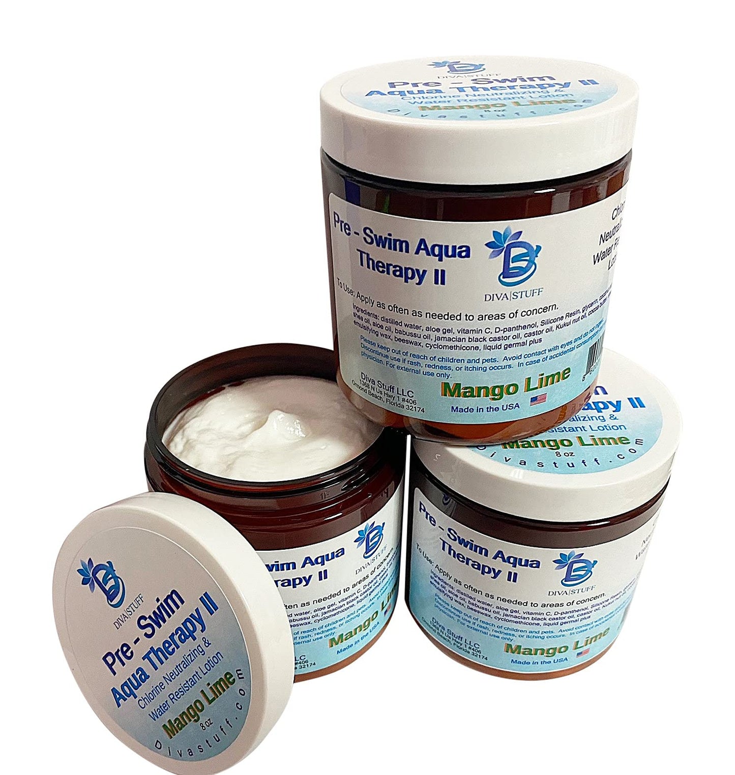 Diva Stuff Pre-Swim, Water Resistant, Aqua Therapy Chlorine Neutralizing Body Lotion, Protects Skin From Chlorine and Salt Water (Mango Lime 3 pack) Beauty & Personal Care Diva Stuff