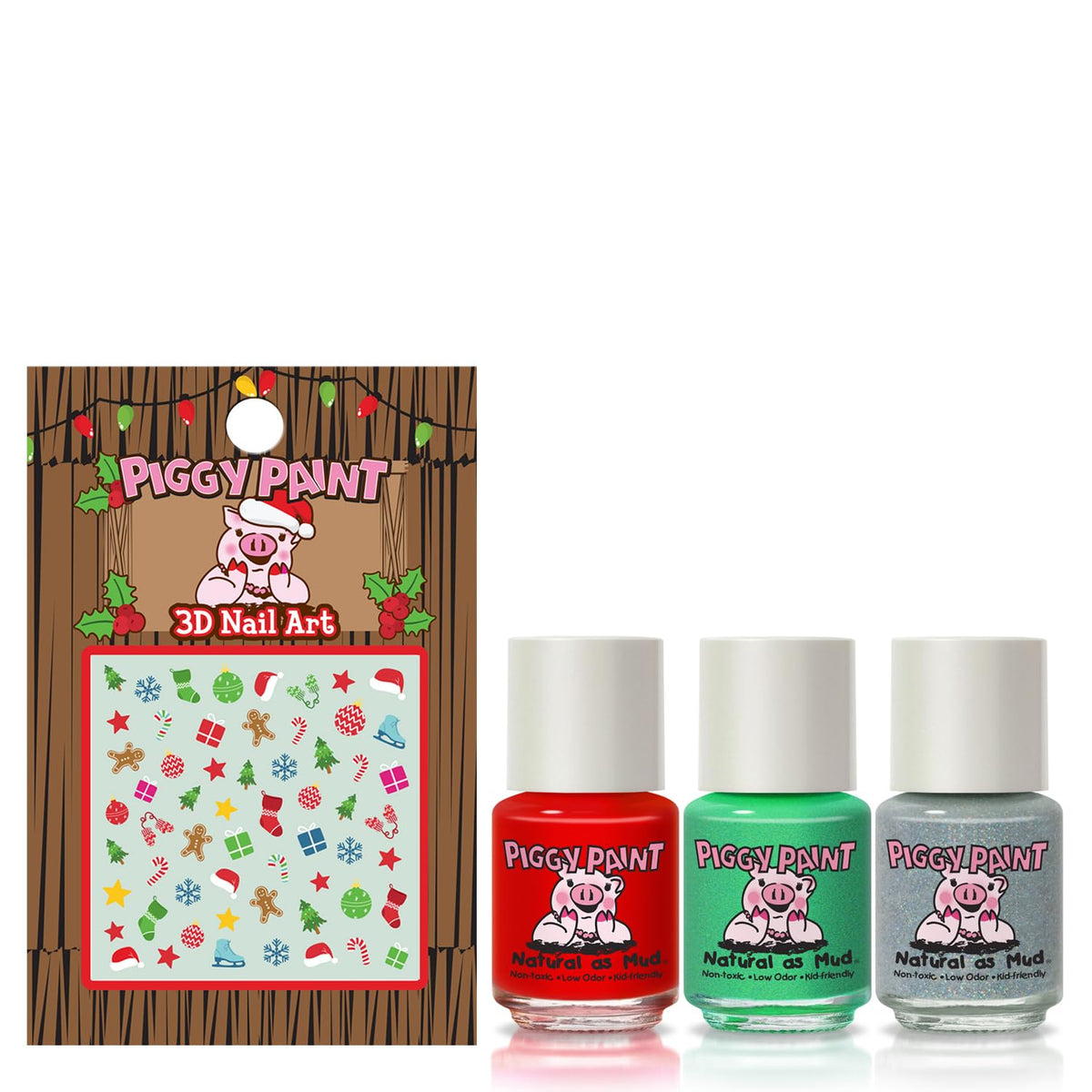 Piggy Paint Nail Polish - Santa's Sweetie (3 Color + Nail Art Set)