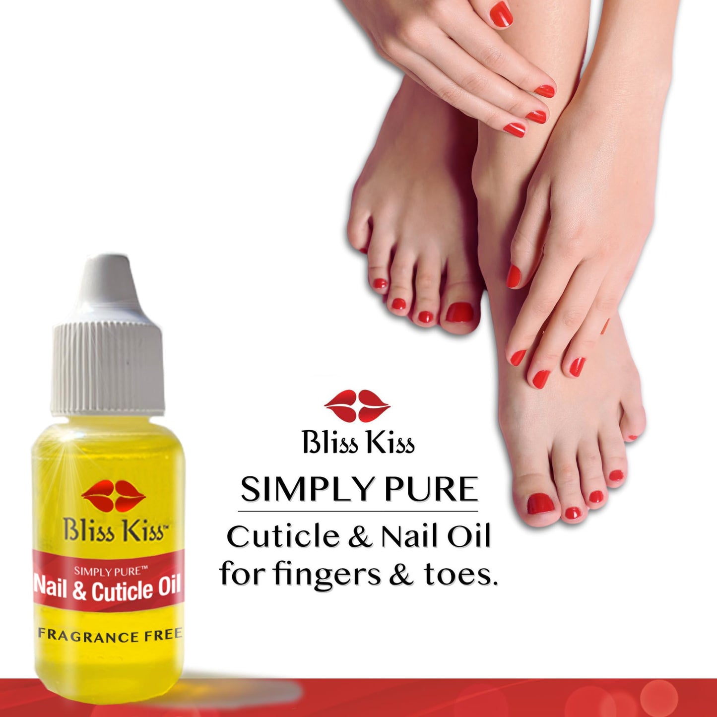 Bliss Kiss | Fragrance Free | Nail Oil Cuticle Dropper w/Vitamin E & Jojoba?Nail Strengthener Nail Growth Oil and Serum for Brittle Peeling Breaking Beauty & Personal Care Bliss Kiss
