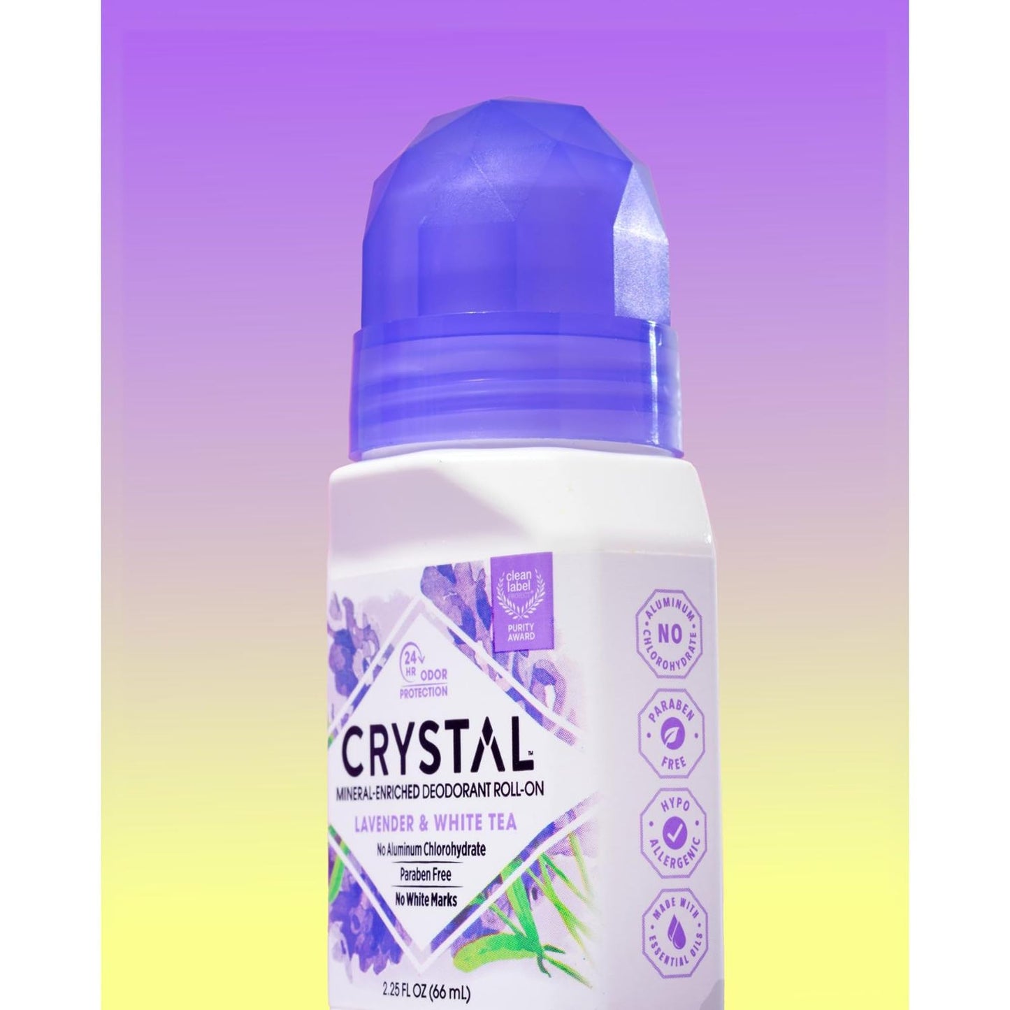 CRYSTAL Deodorant Aluminum Free Mineral Deodorant Roll-On for Women & Men, Lavender & White Tea - Paraben Free - Certified Cruelty Free & Vegan Beauty and Personal Care Crystal Essence