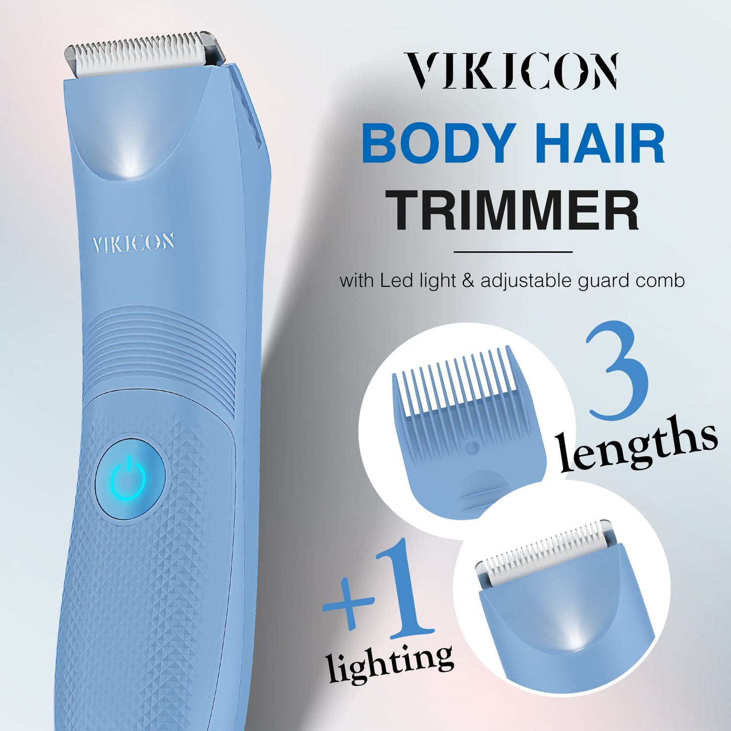 VIKICON Bikini Trimmer for Women: Painless Electric Pubic/Leg Shaver w/Light, Ceramic Hypoallergenic Blade, Waterproof Cordless Razor for Sensitive Beauty and Personal Care VIKICON