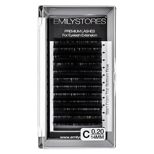 EMILYSTORES Eyelash Extensions 0.20mm Thickness C Curl 14mm Length Natural Looking Individual Volume Eyelashes For Lash Extensions(0.20,C,14mm) Beauty & Personal Care EMILYSTORES