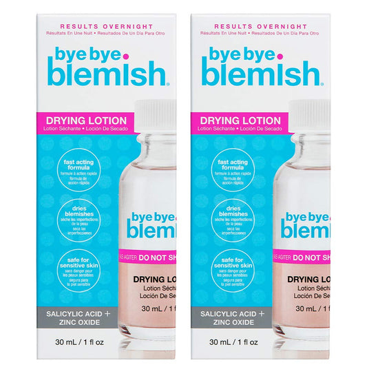 Bye Bye Blemish Acne Drying Lotion, On-the-Spot Pimple Treatment, Reduce Pimples Overnight, Beauty Skincare Essential - 1oz. (2-Pack) Beauty & Personal Care Bye Bye Blemish