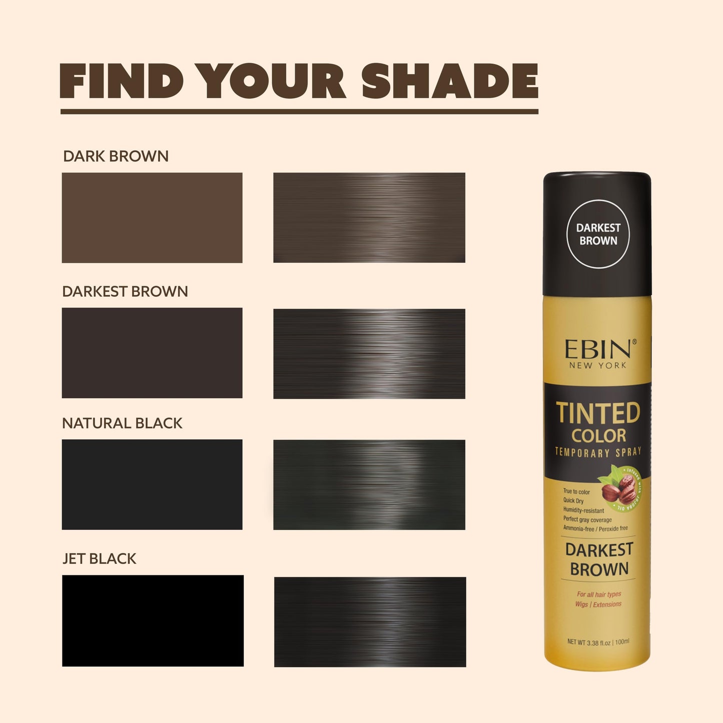 Tinted Color Temporary Root Touch Up Hair Spray 3.38oz /Dark Brown - Perfect Gray Coverage, Quick Dry, Humidity-Resistant, Infused With Jojoba Oil Beauty & Personal Care EBIN NEW YORK