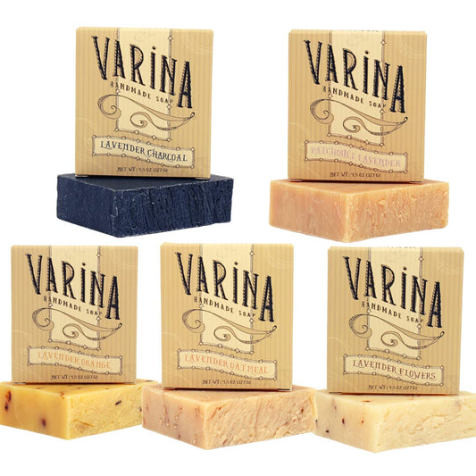 Varina Organic Lavender Variety Bar Soap - Gentle Cleansing for Sensitive Skin, Herbal and Mint - 5 Pack Beauty & Personal Care Varina