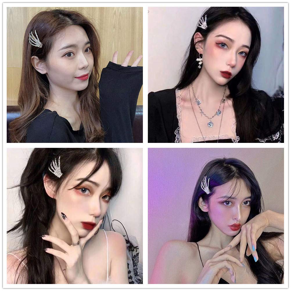 Halloween Hair Accessories for Women Girls - Halloween Costumes Skeleton Hand Hair Clip Hairpin Rhinestone Hair Claw Clips Barettes Christmas Birthday Beauty & Personal Care Sisadodo