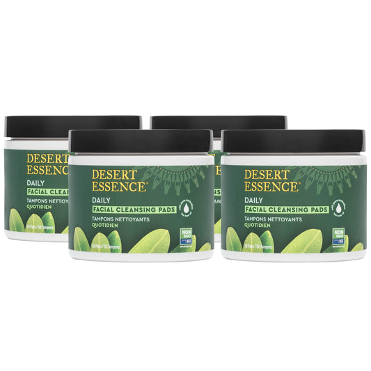 Desert Essene Daily Facial Cleansing Pads with Pure Australian Tea Tree, Witch Hazel, Calendula & Chamomile - Reduce Oil, Minimize Pores - Plant-Based Beauty & Personal Care Desert Essence