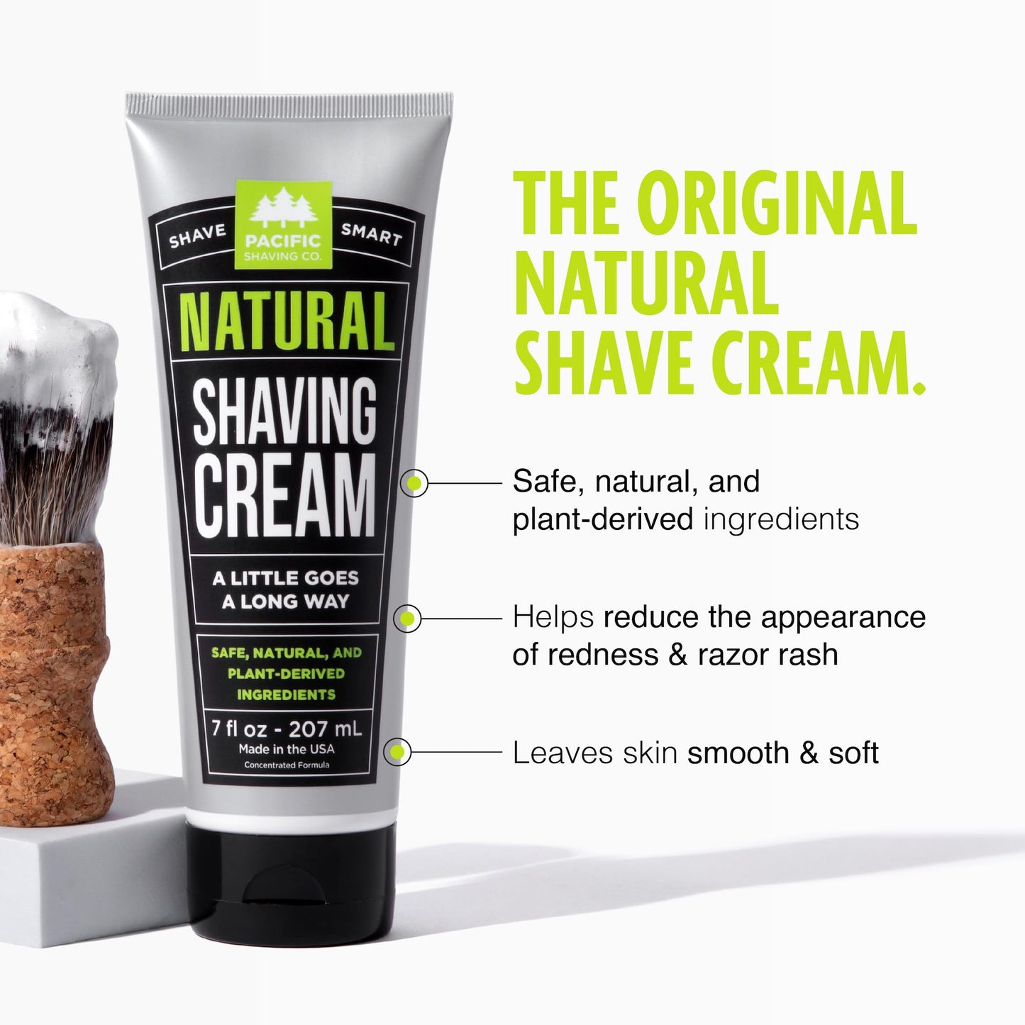 Pacific Shaving Company Natural Shaving Cream - Shea Butter + Vitamin E Shave Cream for Hydrated Sensitive Skin - Clean Formula for Smooth Beauty & Personal Care Pacific Shaving Company