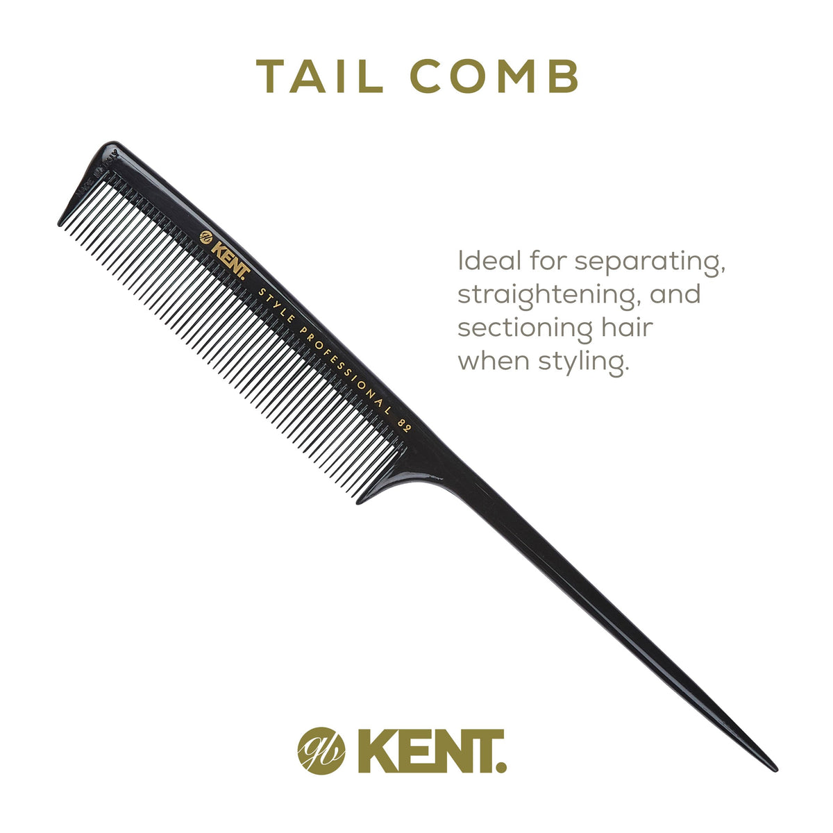 Kent SPC82 Fine Tooth Salon-Style Dressing Comb - Professional Barber Haircut Comb for Styling and Teasing - Quality Barber Supplies - Saw-cut