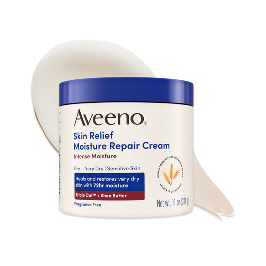 Aveeno Skin Relief Intense Moisture Repair Body Cream with Triple Oat & Shea Butter Formula, Moisturizing Cream Heals & Restores Very Dry Skin Beauty & Personal Care Aveeno
