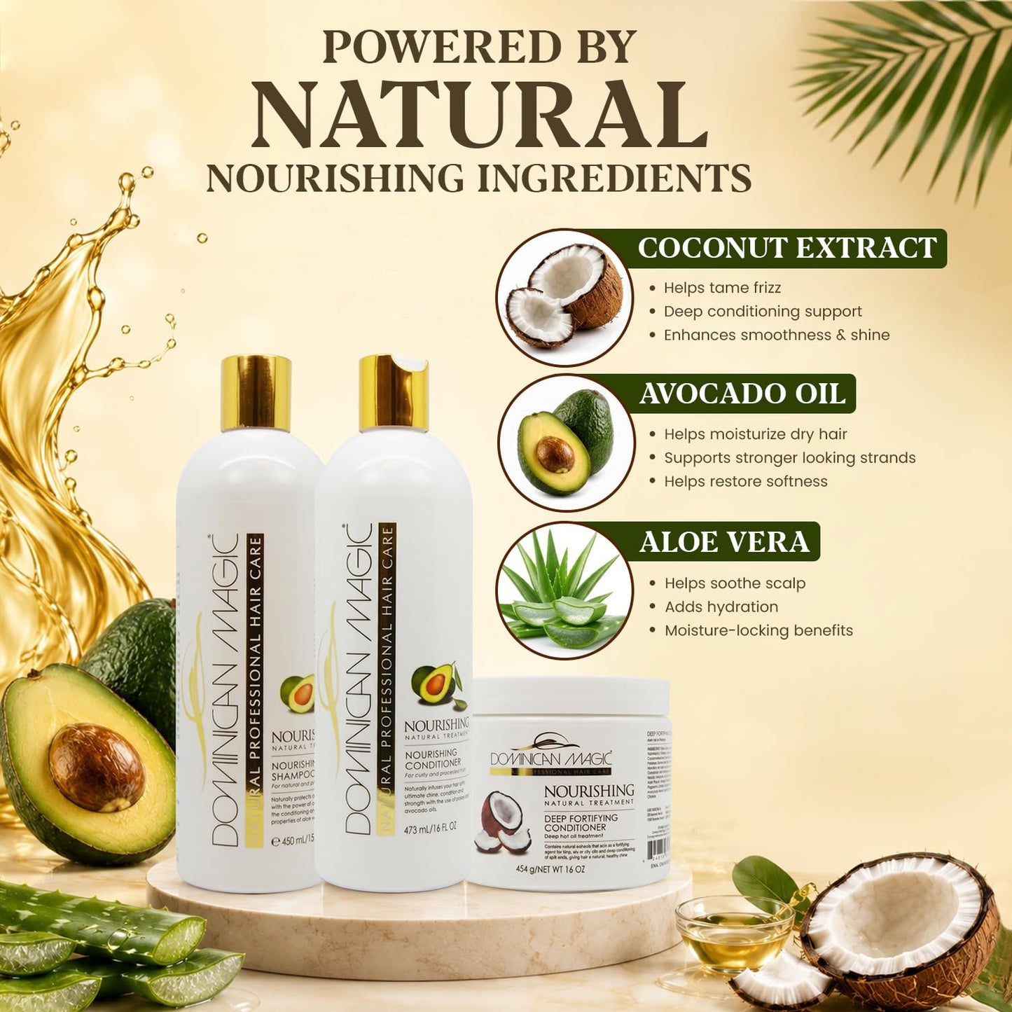 Dominican Magic Nourishing Shampoo & Conditioner Set - Hydrating Shampoo & Conditioner for Dry, Damaged Hair with Avocado & Coconut- Strengthens Beauty & Personal Care DOMINICAN MAGIC