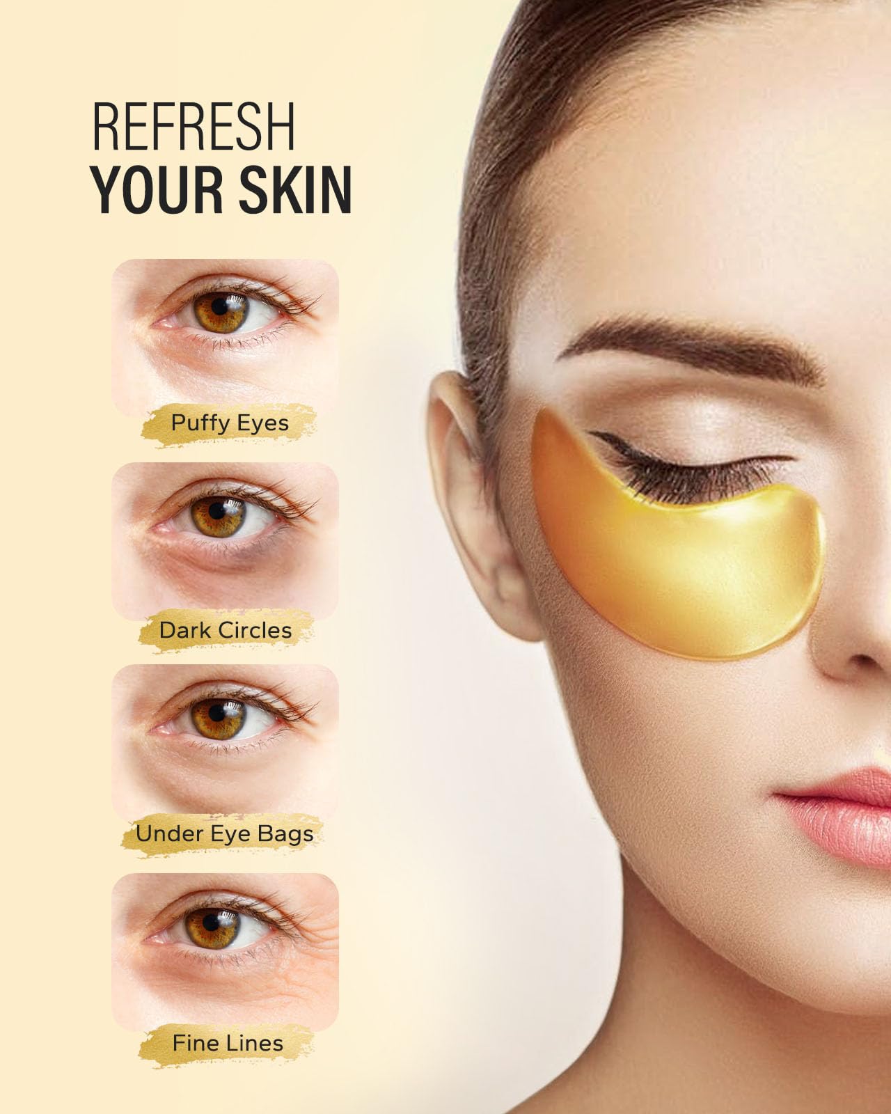 Maskiss 24k Gold Under Eye Patches (30 Pairs), Eye Mask, Collagen Skin Care Products, Eye Patches for Puffy Eyes, Eye Masks for Dark Circles Beauty & Personal Care Maskiss