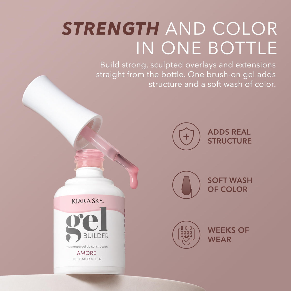 KIARA SKY Hema-Free Builder Gel for Nails | Bright White Builder Gel in a Bottle, Self-Leveling, Soak-Off for Weak Natural Nails, Extensions