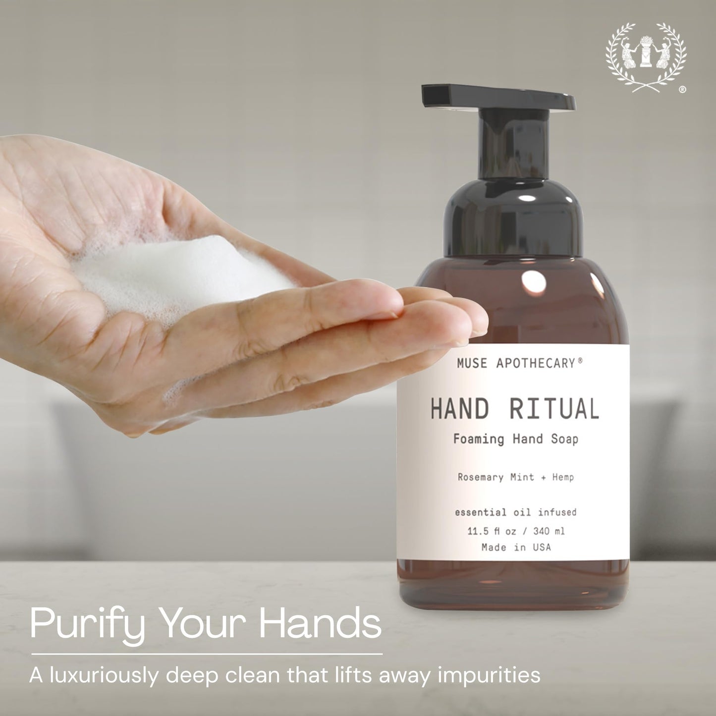 Muse Apothecary Hand Ritual - Aromatic and Nourishing Foaming Hand Soap, Infused with Natural Aromatherapy Essential Oils - USDA Certified Biobased Beauty & Personal Care Muse Apothecary