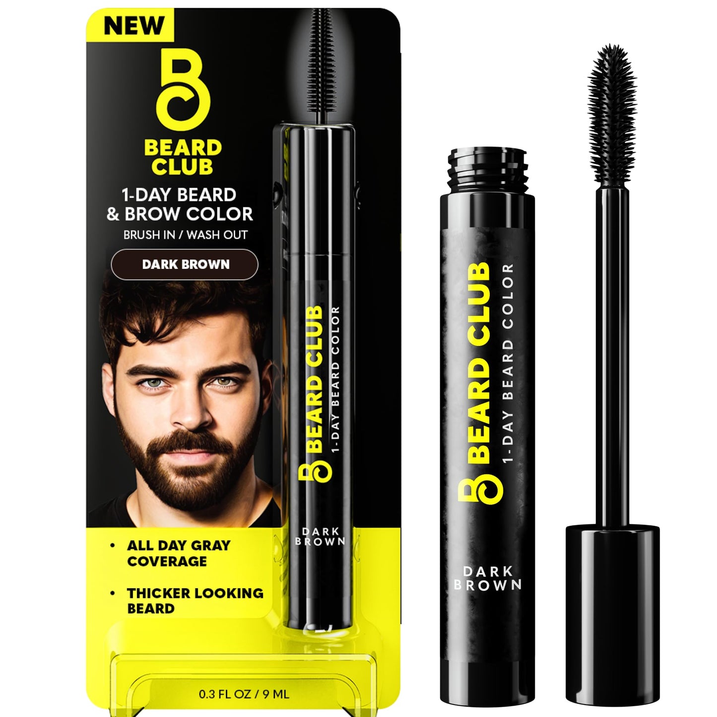 The Beard Club 1 Day Temporary Beard Dye for Men - Dark Brown Beard, Mustache & Eyebrow Color for a Fuller, Well-Defined Look, Water & Sweat Beauty & Personal Care The Beard Club