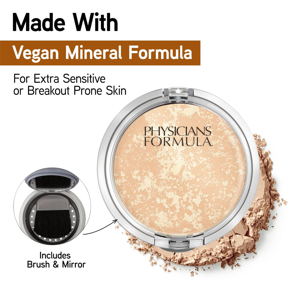 Physicians Formula Mineral Wear Talc-Free Face Powder, Light Coverage Mineral Makeup for Sensitive Skin - Translucent