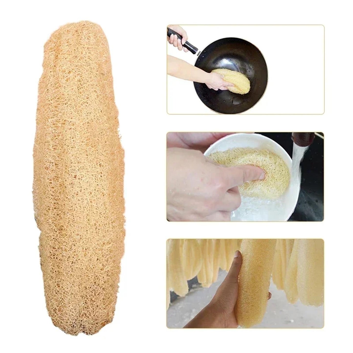 2PCS Natural Loofah Luffa Loofa Bath Body Shower Exfoliating Scrubber Sponge Kitchen Scrub Pad Rub Pot Dishes Cleaning Brush(2PCS(30-39cm)) Beauty and Personal Care HIVJEEDYH
