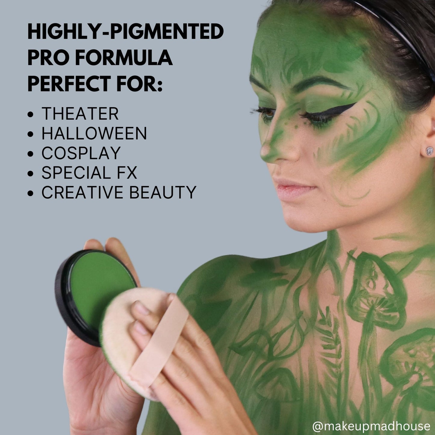 Mehron Makeup StarBlend Cake Makeup | Wet/Dry Pressed Powder | Powder Foundation | Monster Grey Face Paint & Body Paint 2 oz (56g) Beauty & Personal Care Mehron