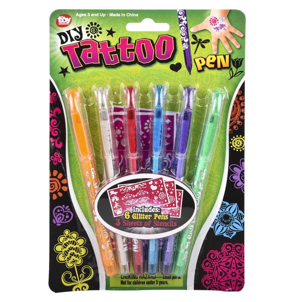 Rhode Island Novelty Tattoo Gel Pen, Green, Purple, Blue, red, Orange, White
