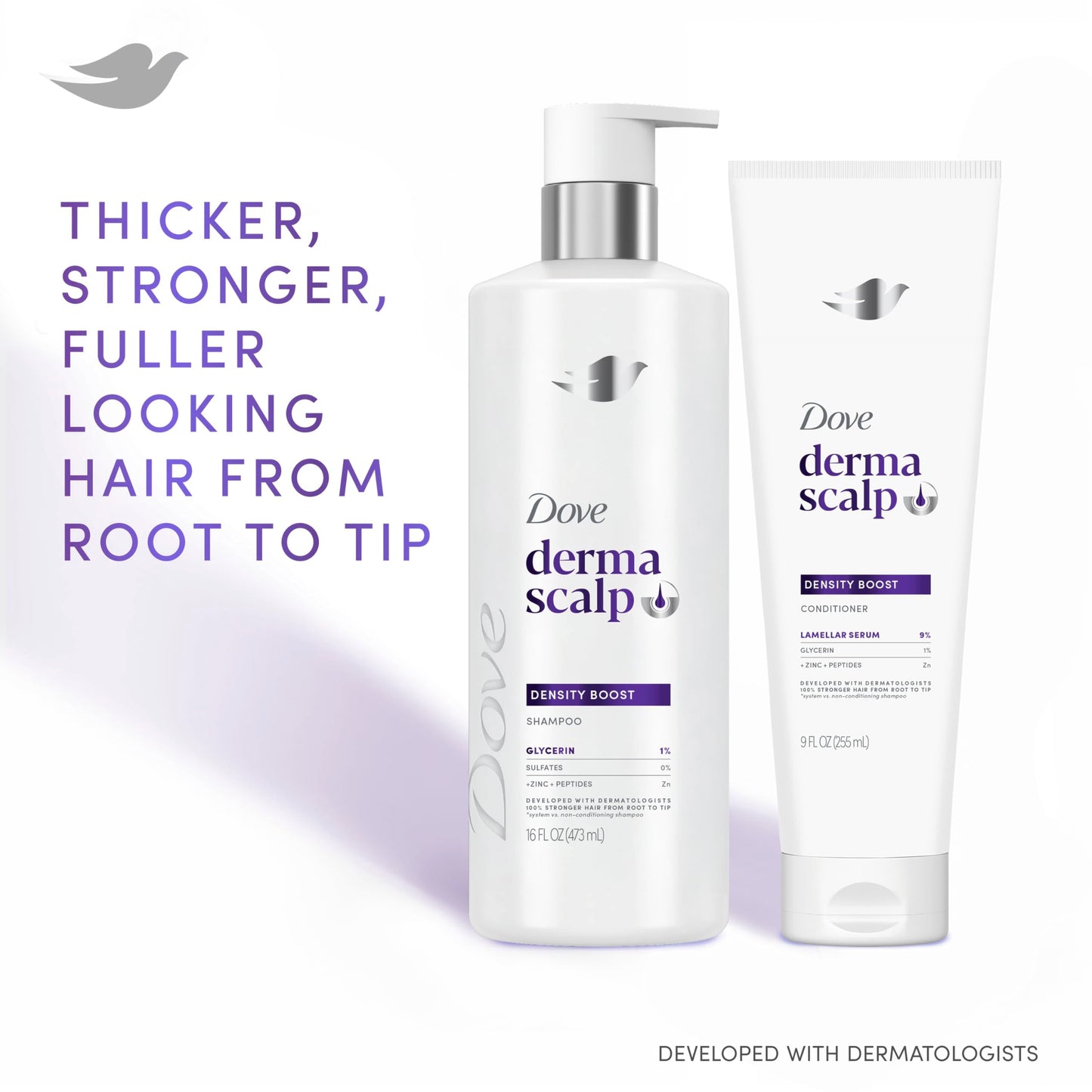 Dove Derma Scalp Density Boost Shampoo 1 ct With Glycerin, Sulfates And Zinc + Peptides For Hair Loss And Breakage 16 oz Beauty & Personal Care Dove