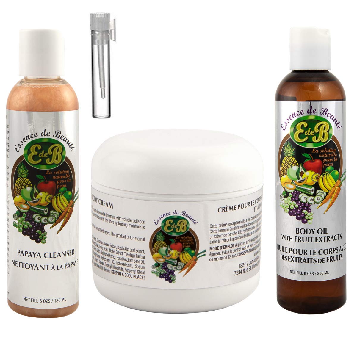 Essence de Beaute Collagen & Vitamin E Face & Body Cream + Body Oil + Papaya Cleanser (Includes Designer Vial) Beauty & Personal Care E de B