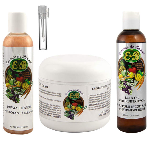 Essence de Beaute Collagen & Vitamin E Face & Body Cream + Body Oil + Papaya Cleanser (Includes Designer Vial) Beauty & Personal Care E de B
