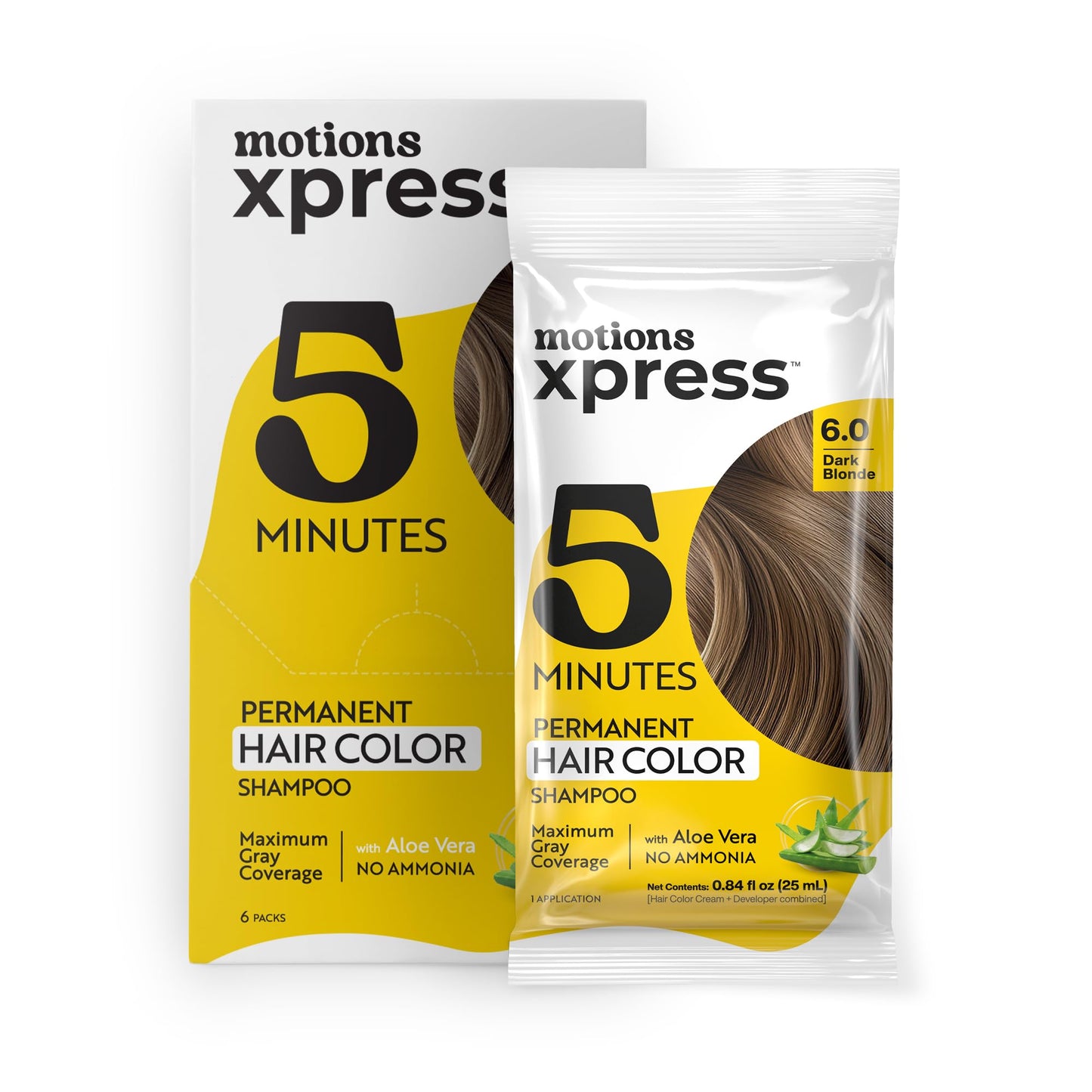 Motions Xpress Permanent Hair Color Shampoo Dark Blonde - 5 Minute Color, Gray Coverage, Ammonia Free, Deep Shine Hair Dye Shampoo, 0.84 Oz Beauty & Personal Care Motions