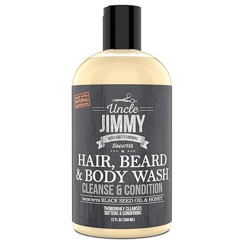 Uncle Jimmy Hair, Beard & Body Men's Wash | Sulfate Free, Paraben Free, with Naturally Derived Clean Ingredients Leaving Skin Soft and Hydrating 12 Fl Beauty & Personal Care Uncle Jimmy