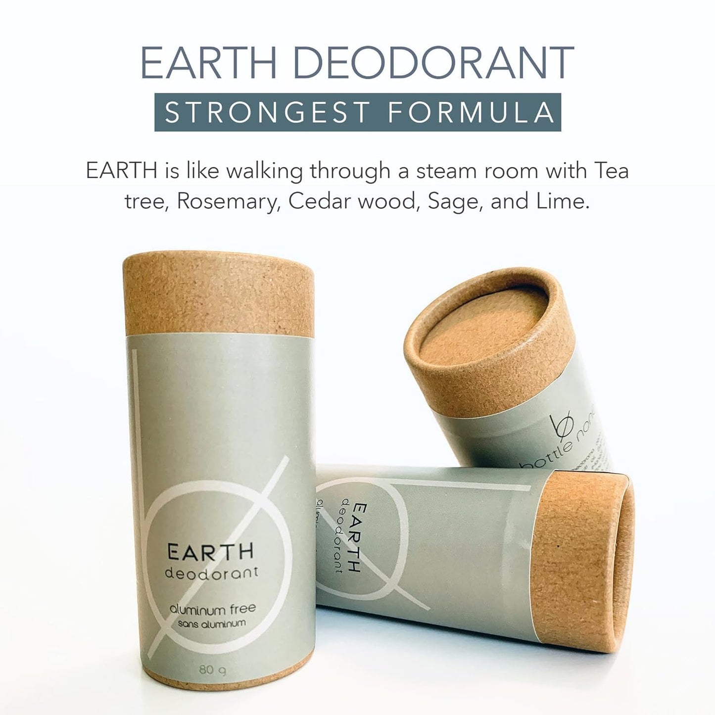 BOTTLE NONE - Earth Strongest Formula Deodorant - Aluminum Free Deodorant with Zinc, Baking Powder, Bentonite Clay and Therapeutic Grade Essential Oil Beauty and Personal Care Bottle None Supply Inc