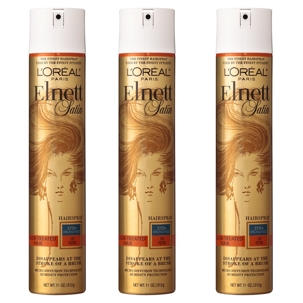 L'Oréal Paris Elnett Satin Extra Strong Hold Hairspray - UV Filter, 3 Count Beauty & Personal Care L'Oreal Paris
