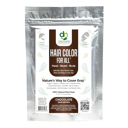 Chocolate Dark Brown Henna Hair Color For All Kit | 100% All Natural Hair Dye & Beard Dye Powder Kit Organic, Herbal & Vegan Chemical & Cruelty Free Beauty & Personal Care Discovery Naturals