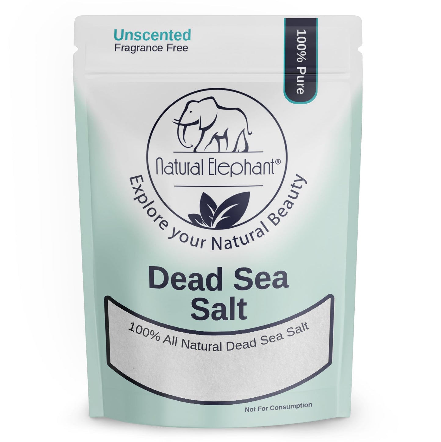 Natural Elephant Dead Sea Salt for Soaking & Bathing - 2 Pound Bag - Fine Grain - 100% Natural and Pure Beauty and Personal Care Natural Elephant