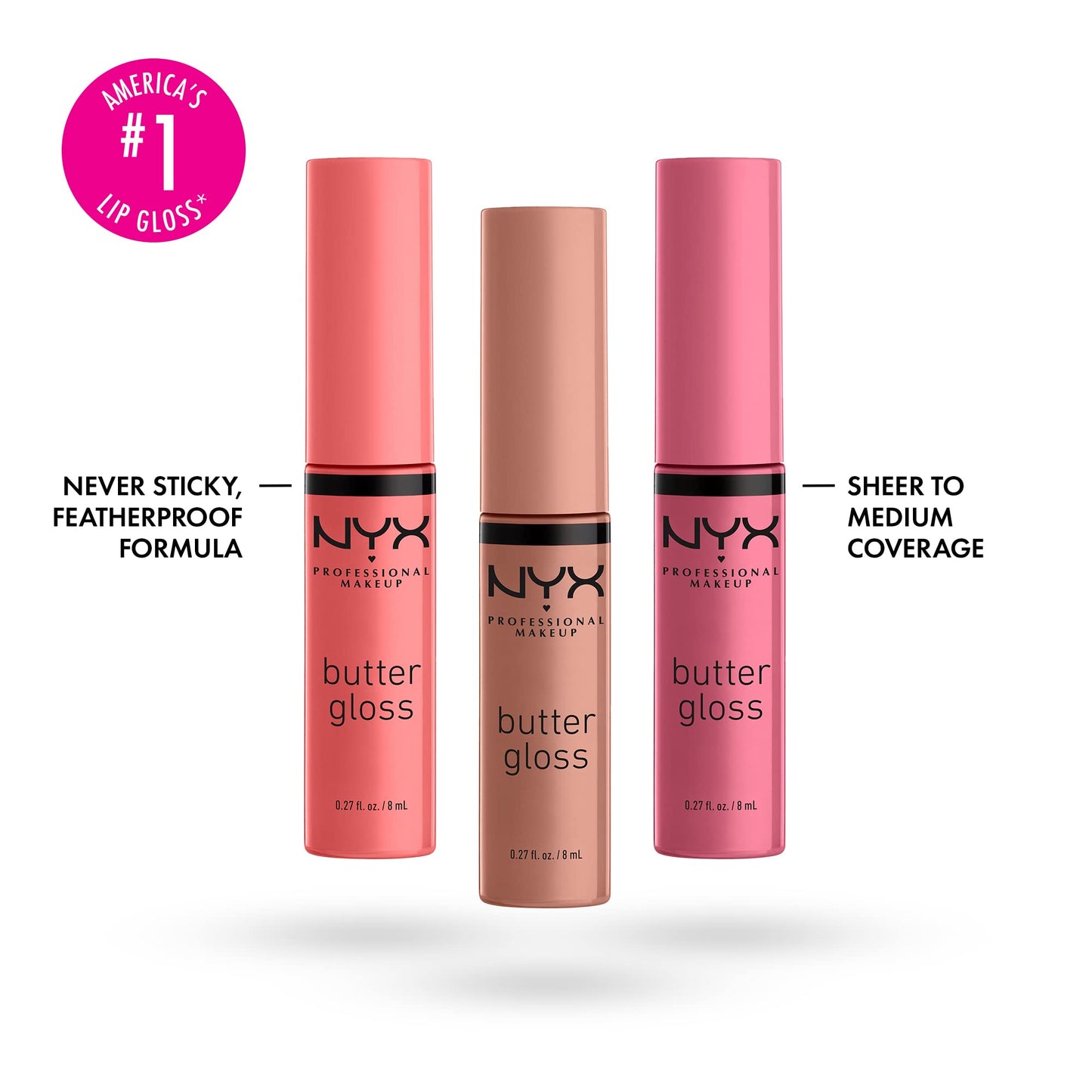 NYX PROFESSIONAL MAKEUP Butter Gloss, Non-Sticky Lip Gloss - Pack Of 3 (Angel Food Cake, Creme Brulee, Madeleine) Beauty & Personal Care NYX PROFESSIONAL MAKEUP