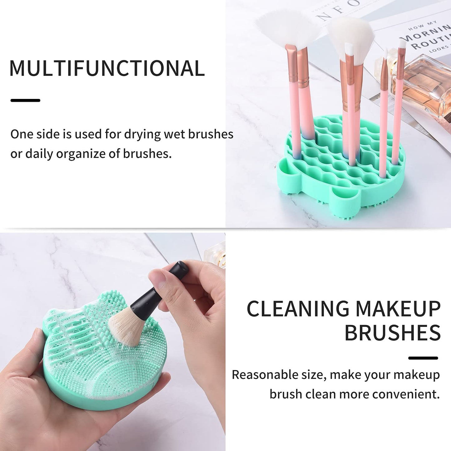 Silicon Makeup Brush Cleaner Mat with Brush Drying manual Make up cleaner cleanser machine Cosmetic Cleaning Pad+Makeup Dry Cleaned Quick Color Beauty & Personal Care Bird&Fish
