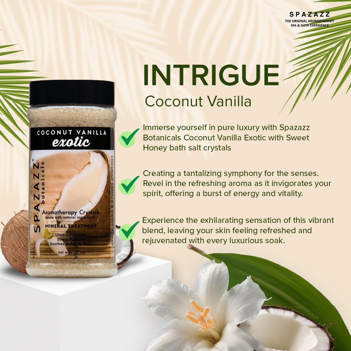 Spazazz Coconut Vanilla Exotic Crystals (17 oz) (2 Pack) Beauty and Personal Care Spazazz