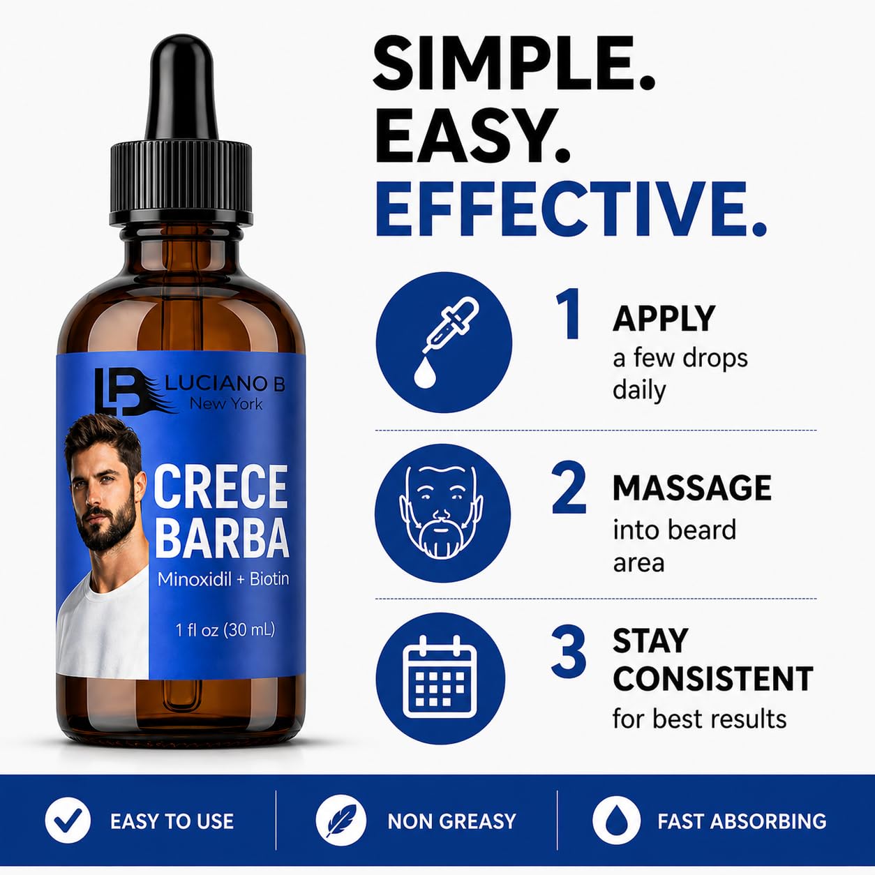 Luciano B Beard Growth Serum for Men, 1 fl oz (30 mL) Crece Barba Beauty and Personal Care DOMINICAN MAGIC