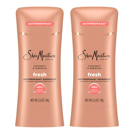SheaMoisture Antiperspirant Deodorant Stick Fresh Coconut & Hibiscus 2 Count for 48HR Sweat & Odor Protection with No Parabens & No Mineral Oil 2.6 oz Beauty and Personal Care Shea Moisture