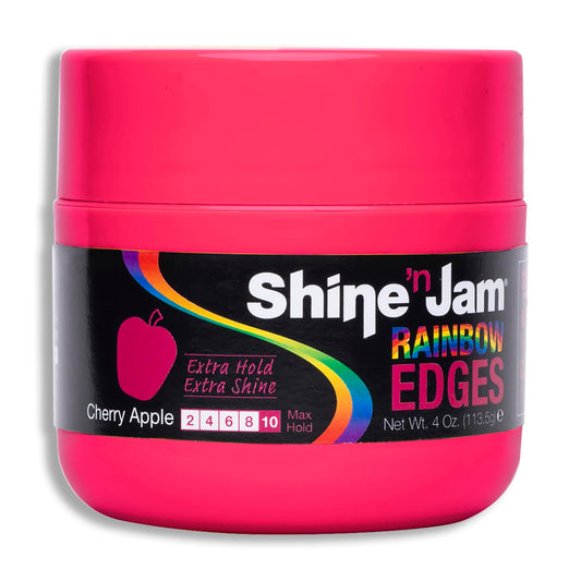 AmPro Shine-n-Jam Rainbow Edges - Strong Hold Curly Hair Gel for Women - Styling Gel for Women - Strengthens with Silk Protein - Cherry Apple - 4 oz Beauty & Personal Care AmPro