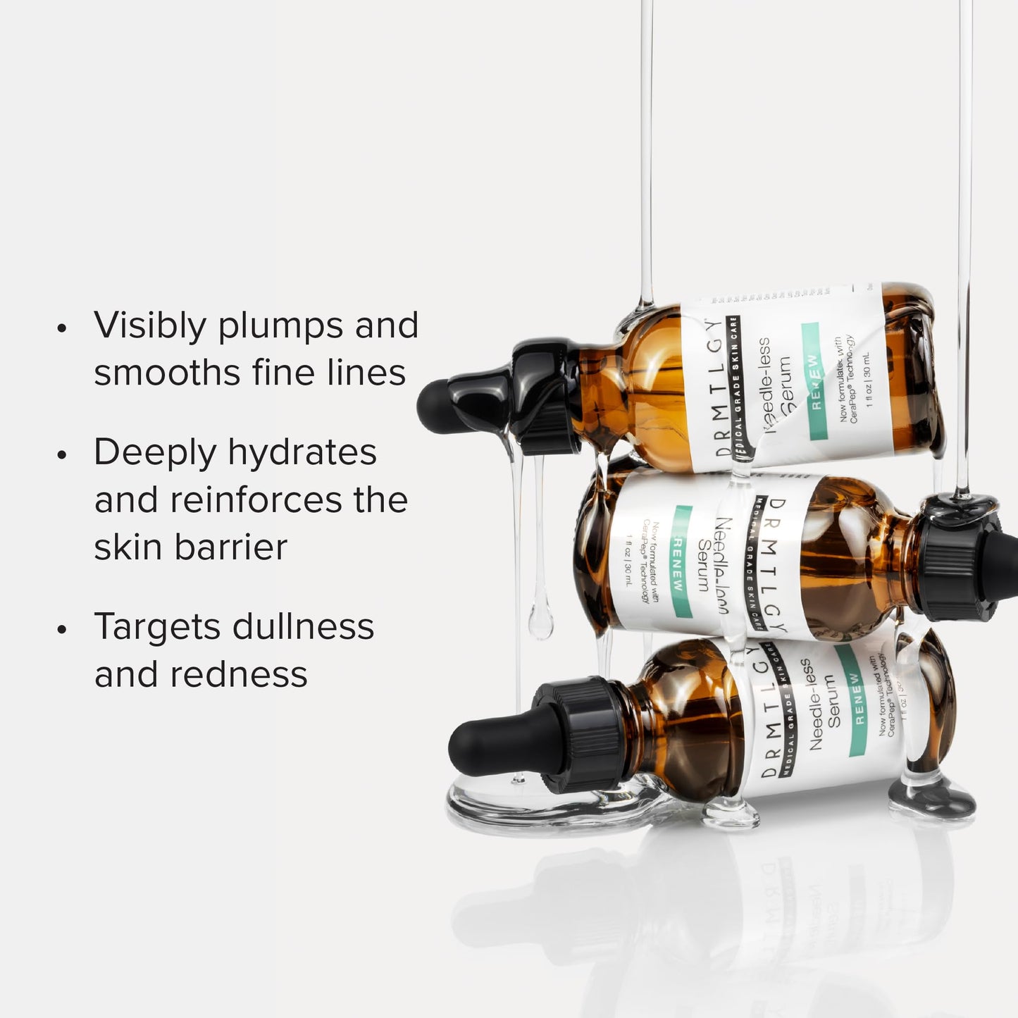 DRMTLGY Needle-less Serum - Peptide & Ceramide Face Serum for Fine Lines & Wrinkles, Hydrating & Firming Anti Aging Serum with Niacinamide Beauty & Personal Care DRMTLGY